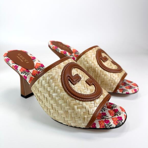 Gucci Interlocking G Raffia Sandal Heel - Women’s 7.5 - Picture 3 of 10